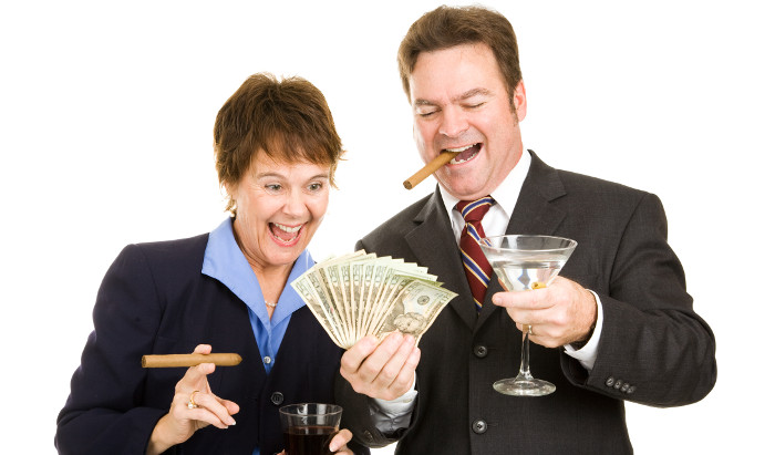 Business People With Money, Laughing