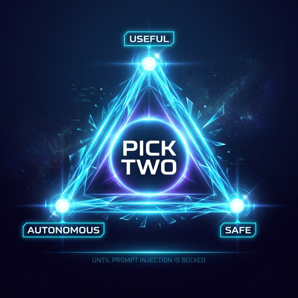 Infographic: The AI Assistant Trilemma — Useful, Autonomous, Safe — Pick Two