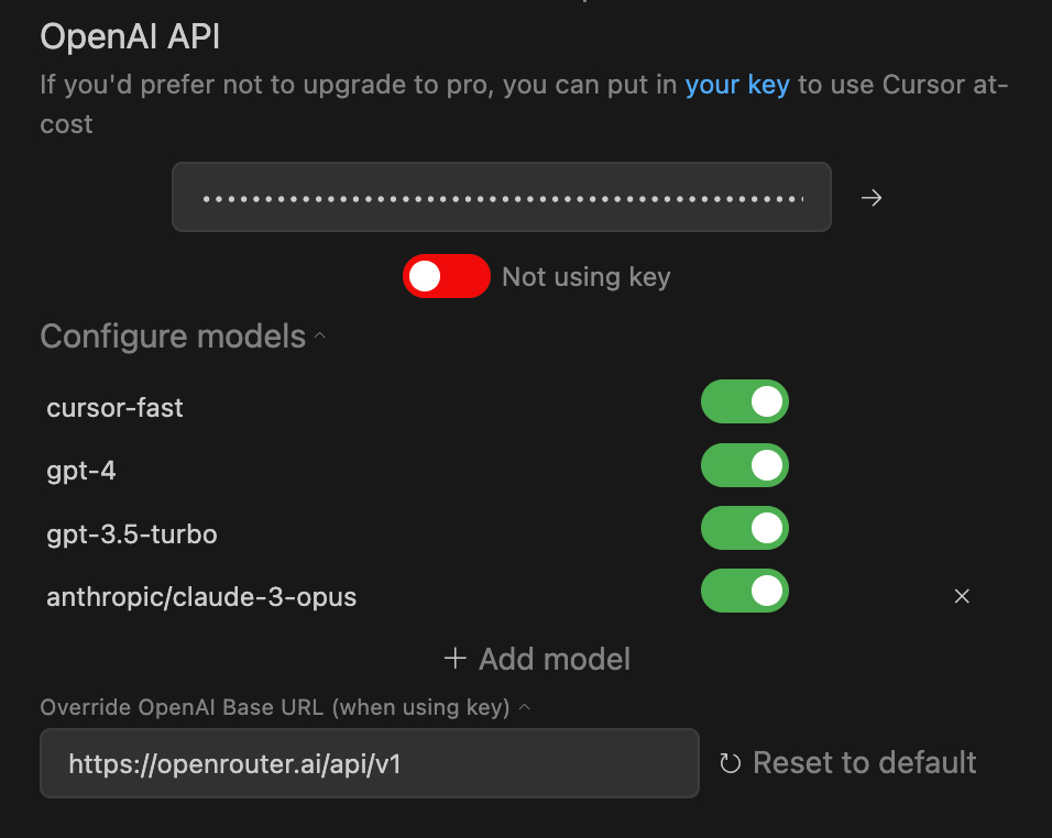 Cursor - OpenRouter Settings